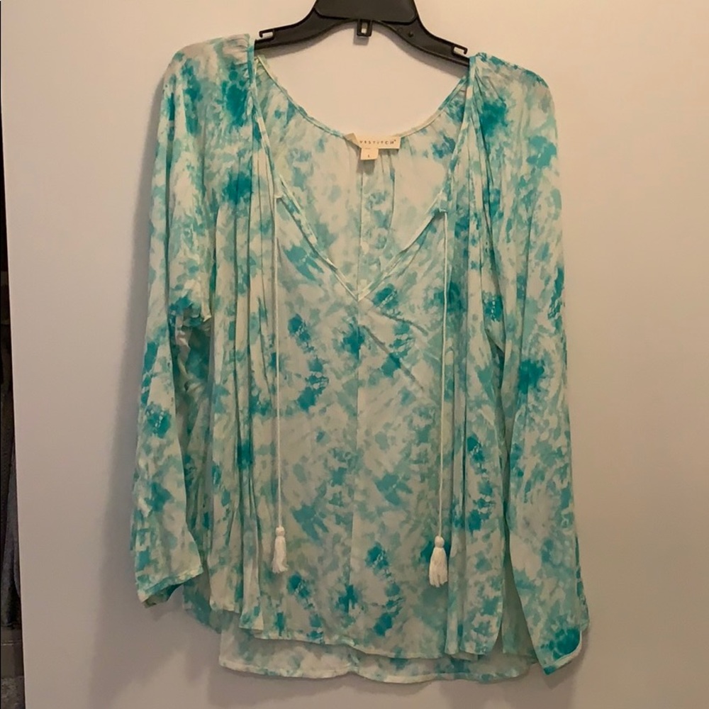 Gorgeous turquoise and white blouse